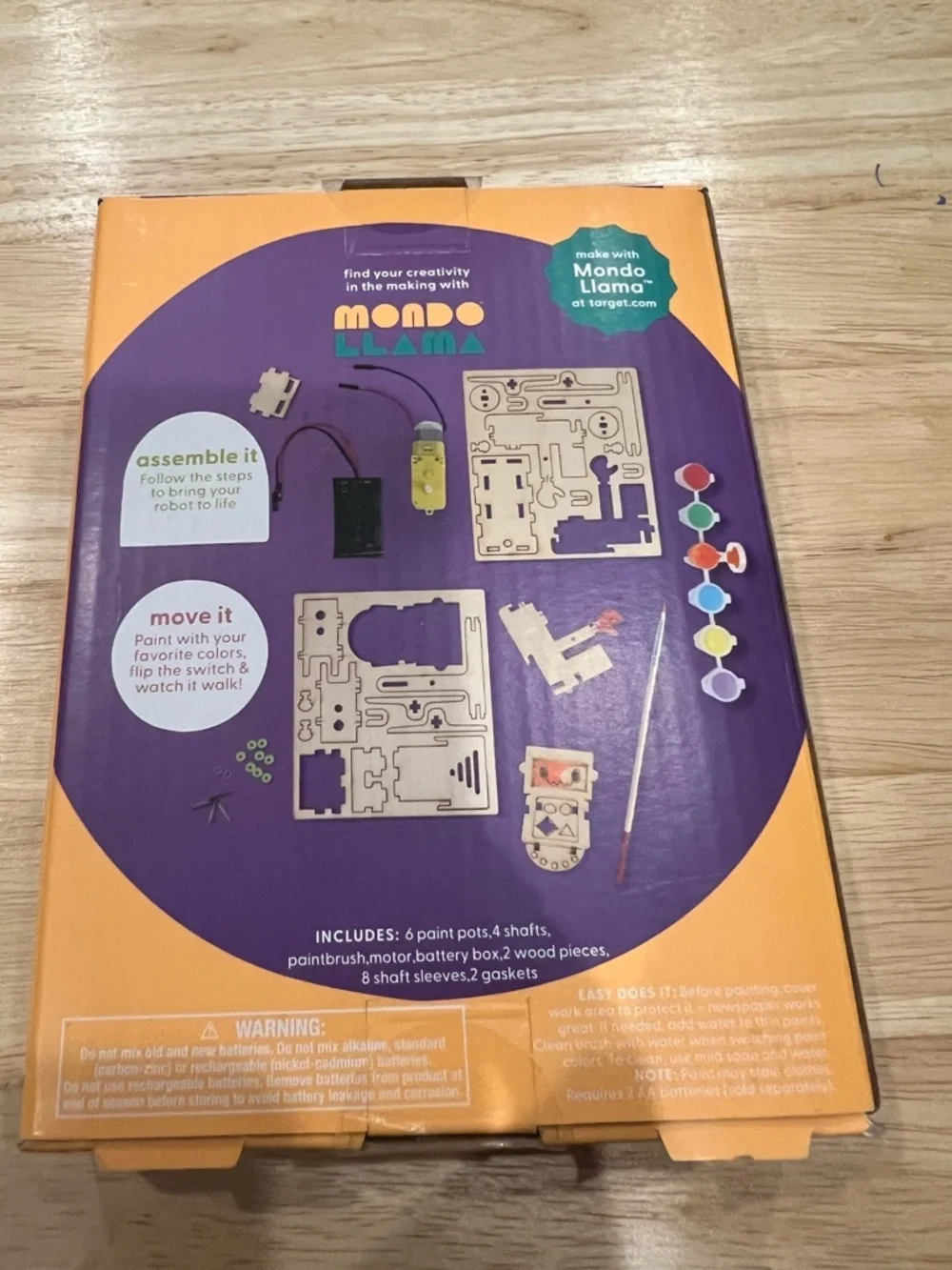 🤖 Mondo Llama Create-Your-Own Wood Walking Robot Kit | Multicolor | NEW 🤖